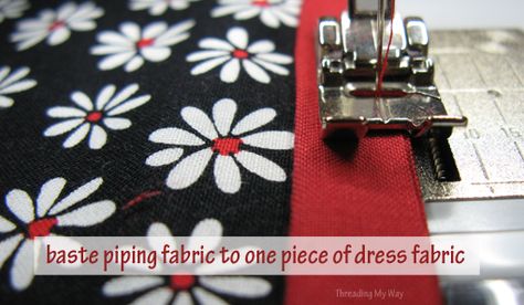 Piping Fabric, Seam Allowance, Threading, A Dress, Sewing Tutorials, Dress Fabric, My Way, Piping, Nursing