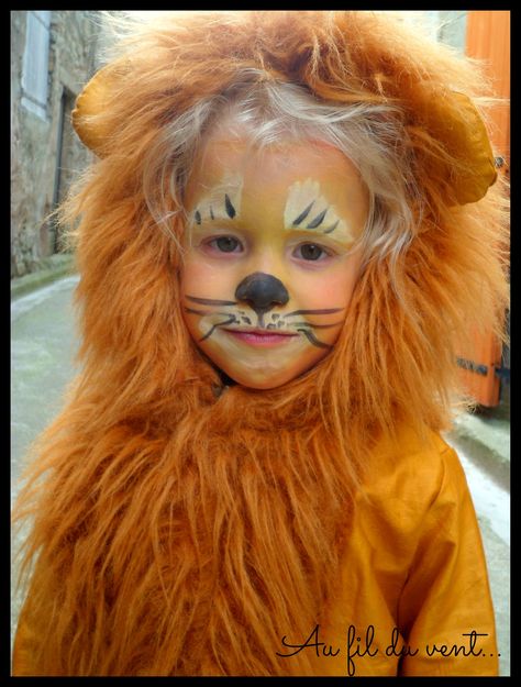 lion 1 Kids Lion Face Paint, Simple Lion Face Paint, Lion Face Painting For Kids, Lion Makeup Kids, Easy Lion Face Paint, Lion Face Paint Easy, Animal Costumes Diy, Lion Face Paint, Lion Makeup