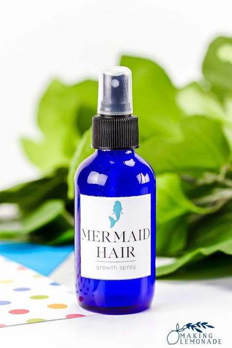 This all-natural DIY Mermaid Hair spray supports healthy, lovely hair growth! #essentialoils #naturalbeauty #hair Mermaid Spray For Hair Growth, Diy Mermaid Hair, Homemade Hairspray, Mermaid Hair Spray, Diy Hair Growth Spray, Natural Hair Remedies, For Healthy Hair Growth, Making Lemonade, Diy Mermaid