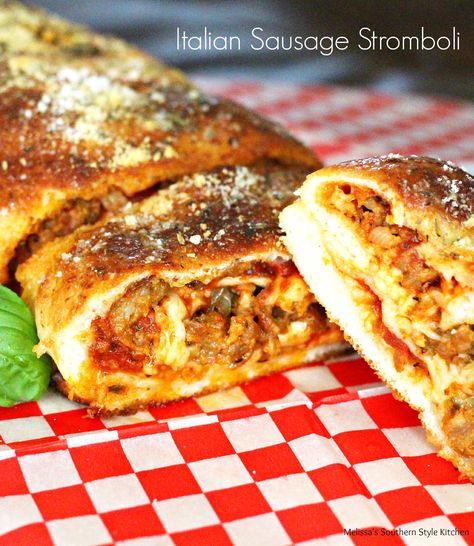 Italian Sausage Stromboli Italian Sausage Stromboli Recipe, Sausage Stromboli Recipe, Sausage Stromboli, Baked Italian Sausage, Stromboli Recipe Easy, Homemade Stromboli, Stromboli Recipe, Italian Sausage Recipes, Good Pizza