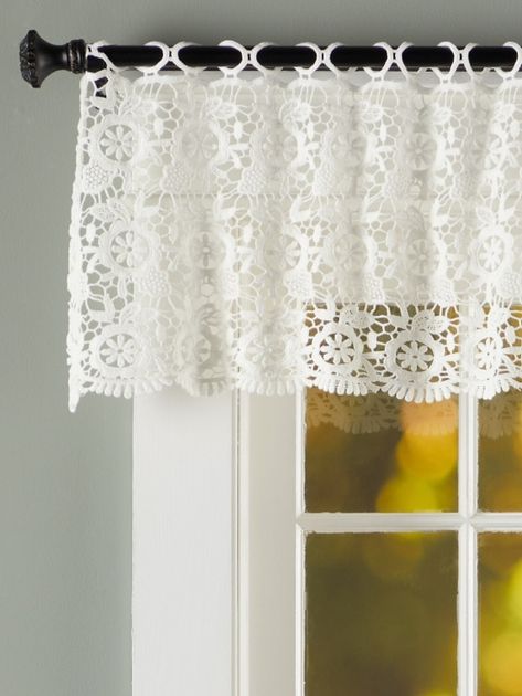 Macrame Valance, Lace Valances, Balloon Valance, Window Toppers, Cafe Curtain Rods, Window Valances, Vermont Country Store, Wide Windows, Country Curtains