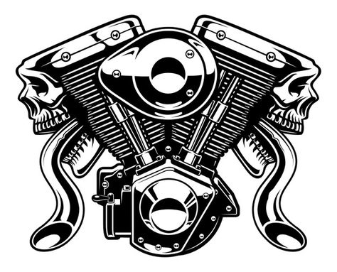 Monster engine isolated on white backgro... | Premium Vector #Freepik #vector #retro #motorcycle #metal #mechanic V Twin Engine Tattoo, Engine Tattoo, Harley Knucklehead, Motor Tattoo, Harley Davidson Engines, Harley Panhead, Harley Shovelhead, Harley Davidson Artwork, V Engine