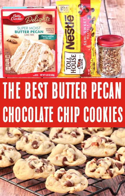 Butter Pecan Cake Mix Brownies, Butter Pecan Cookies From Cake Mix Betty Crocker, Recipes Using Butter Pecan Cake Mix Betty Crocker, Butter Pecan Cake Mix Recipes Boxes, Butter Pecan Cake Mix Cookies, Chocolate Chip Cake Mix Cookies, Pecan Chocolate Chip Cookies, Easiest Desserts, Cake Mix Cookie