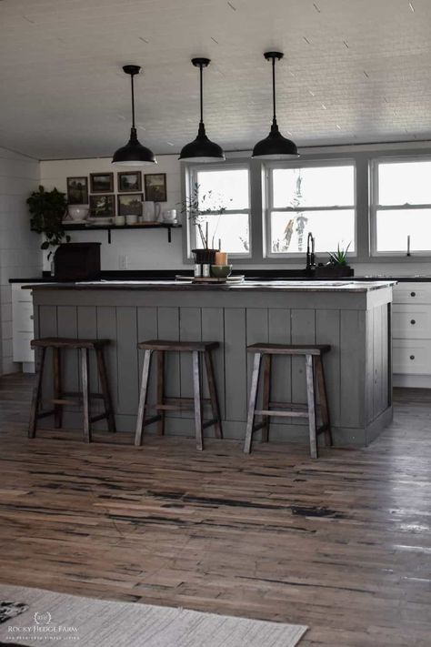 Farmhouse Kitchen Island With Seating, Rustic Kitchen Islands, Rustic Farmhouse Kitchen Island, Double Wide Remodel, Diy Rustic Farmhouse, Build Kitchen Island, Double Wide Mobile Home, Mobile Home Kitchen, Mobile Home Renovations