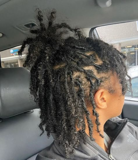 Short Curly Dreads Locs, 2 Strand Starter Locs Styles, Coil Loc Hairstyles, Lock Ponytail Styles, 3b Locs Natural Hair, Small Loc Hairstyles, Short Natural Locs Black Women, Medium Small Locs, Short Natural Locs