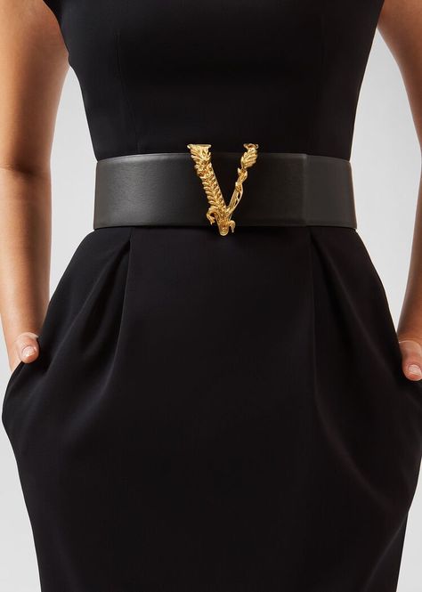 Versace Virtus Waist Belt for Women | US Online Store Women Belts Fashion, Luxury Belts, Wide Leather Belt, Versace Belt, Fashion Belts, Wide Calf, Mode Inspo, Fashion 2020, Looks Style