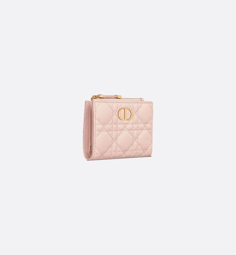 Dior Caro Dahlia Wallet Powder Pink Supple Cannage Calfskin | DIOR Pink Dior Wallet, Dior Caro, Dior Star, Dior Book Tote, Star Shoes, Wallet Pouch, Dior Wallet, Backpack Tote Bag, Silver Cufflinks