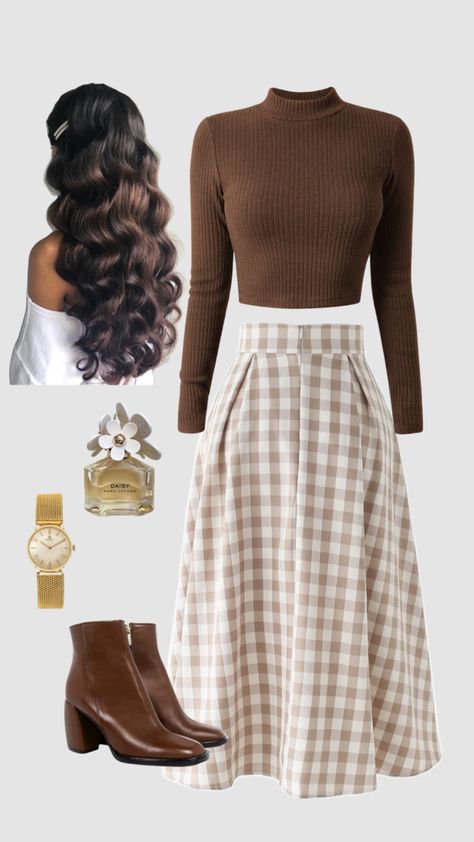 #churchoutfit #brown #apostolicpentecostal #outfitinspo Stile Blair Waldorf, Adrette Outfits, Meeting Outfit, Thanksgiving Outfit Ideas, Cute Thanksgiving Outfits, Fest Outfits, Modesty Outfits, Thanksgiving Outfits, Cute Modest Outfits