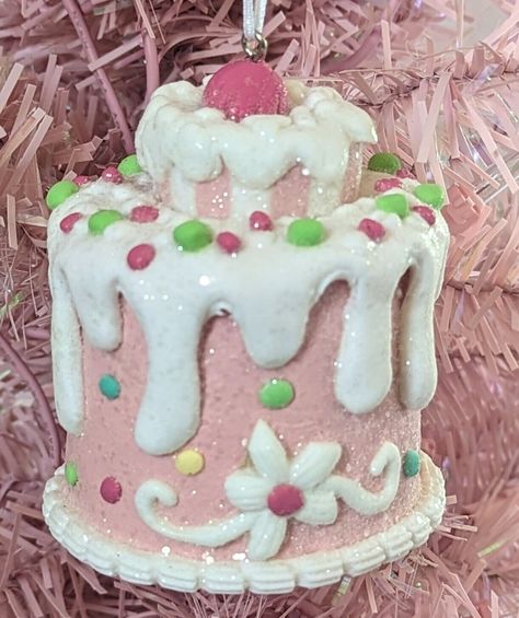 Pink Frosted Bakery Sweet Shop Cake Candy Gingerbread Ornament Shabby Cottage Pink Shabby Chic Christmas, Gingerbread Girl Cookie, Shabby Chic Christmas Ornaments, Fake Cakes, Dummy Cake, Pink Gingerbread, Gingerbread Christmas Tree, Fake Bakes, Faux Food