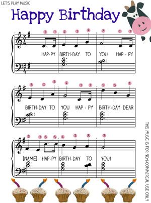 ┌iiiii┐                                                                  Happy Birthday Happy Birthday On Piano, Happy Birthday Piano, Easy Piano Music, Free Printable Sheet Music, Happy Birthday Music, Beginner Piano Music, Clarinet Music, Clarinet Sheet Music, Kids Piano