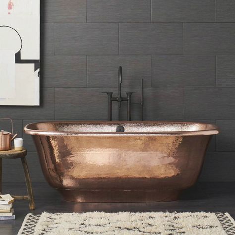 HOUSES by Design: Copper in Kitchens and Baths - Fine Homebuilding Copper Soaking Tub, Copper Bathtub, Slipper Bathtub, Copper Tub, Copper Bath, Copper Bathtubs, Soaking Bathtubs, Bathtubs, Soaking Tub