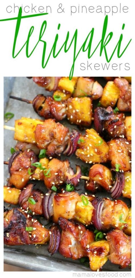 Teriyaki Pineapple, Pineapple Chicken Kabobs, Pineapple Skewers, Chicken And Pineapple, Pork Barbecue, Barbecue Recipe, Pollo Teriyaki, Pineapple Skewer, Chicken Kebab Recipe