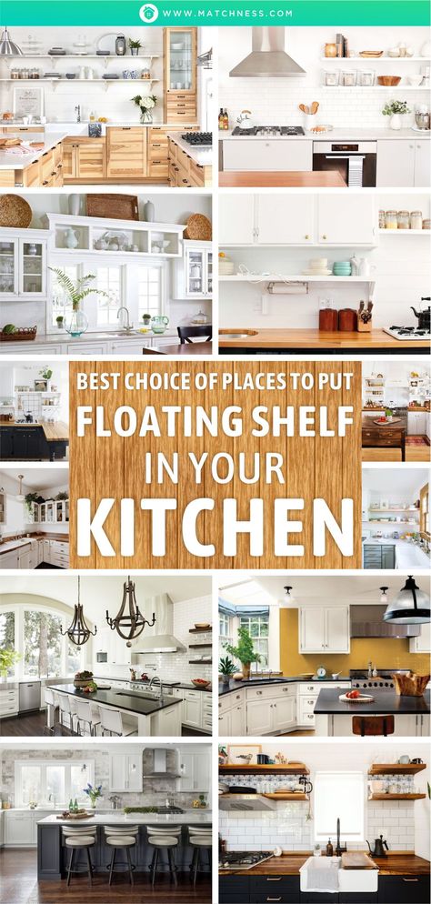 Floating Shelf Under Cabinet Kitchen Shelves, Kitchen With Floating Shelf, Replacing Kitchen Cabinets With Floating Shelves, Hanging Shelves Kitchen, Modern Kitchen With Floating Shelves, Decorative Floating Shelves Kitchen, Floating Shelves Above Fridge, Kitchen Floating Shelf Ideas, Kitchen Floating Shelves And Cabinets