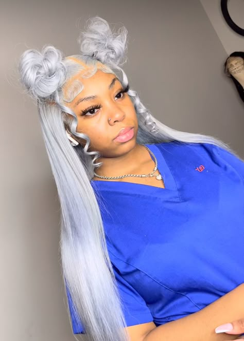 Grey Hair Frontal Black Women, Gray Wig Hairstyles For Black Women, Platinum Lace Front Wigs, Silver Wig Hairstyles, Silver Hair Outfit Ideas, Grey And Pink Wig, Grey Lace Front Wigs Black Women, Silver Wig Black Women, Platinum Wig Black Women