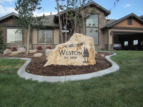 Landscaping Entrance, Address Stone, Yard Stones, Farm Entrance, Entrance Signage, Rock Sign, Engraved Stone, Stone Sign, Driveway Entrance