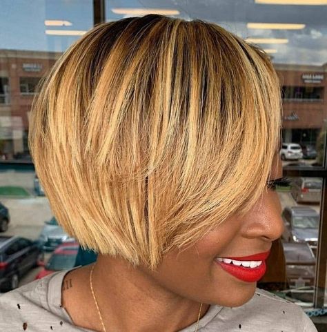 Ride the Wave | Wavy Hairstyles for Effortless Chic Side Shaved Hair, Tapered Bob, Blonde Hair Black Women, Side Shaved, Black Women Bob, Blonde Natural Hair, Hair Black Women, Short Bobs, Blonde Highlight