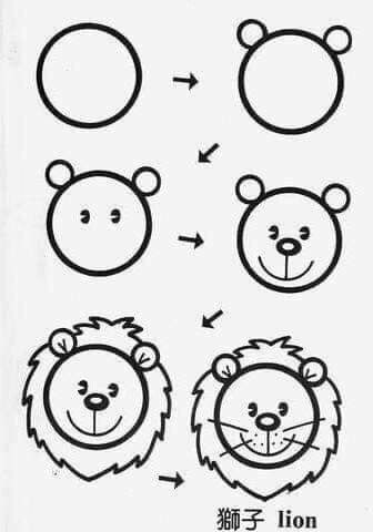 Circle Drawings, Trin For Trin Tegning, Drawing Lessons For Kids, Easy Drawings For Kids, Guided Drawing, Art Drawings For Kids, Drawing Lessons, Step By Step Drawing, Doodle Drawings