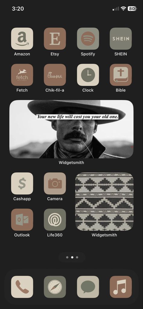 Western Home Screen Aesthetic, Cowboy Iphone Theme, Western Homescreen, Western Phone Lock Screen, Western Homescreen Ideas, Western Phone Layout, Phone Themes Western, Western Iphone Layout, Western Iphone Theme