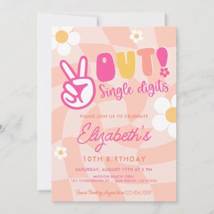 Prettypress: products on Zazzle 10 Yesr Old Girl Birthday Ideas, 10 Girl Birthday Party Ideas, Peace Out Single Digits Im 10 Cake, Birthday Party Themes For 10 Yr Girl, 8th Girl Birthday Party Theme, 10th Birthday Party Themes For Girl, Birthday Party 10 Girl, 9th Birthday Party Themes, 10th Girl Birthday Party Ideas