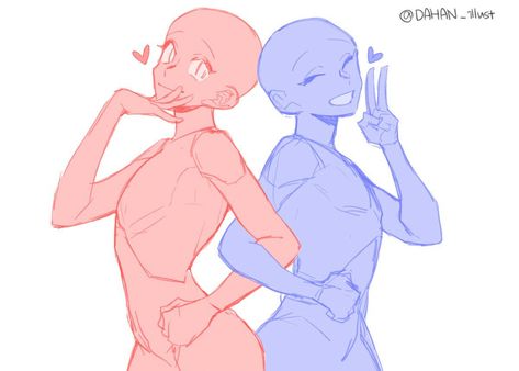 Duo Pose Art Reference, Begging Base Drawing, Active Poses Drawing, Draw The Duo Base, Half Body Art Reference, Two Friend Poses Drawing, Poses For Duos Drawing, Art Duo Poses, Duo Body Base Drawing