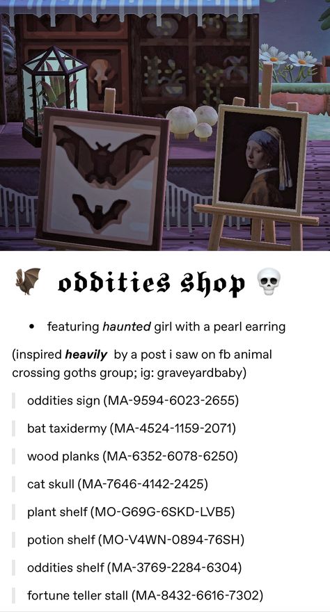 Gothic Animal Crossing Clothes, Acnh Goth Path Codes, Acnh Spooky Museum, Acnh Witchy Island Dream Code, Whimsigoth Animal Crossing Codes, Acnh Haunted Island, Goth Animal Crossing Island Codes, Acnh Gothic Island Codes, Goth Acnh Villagers