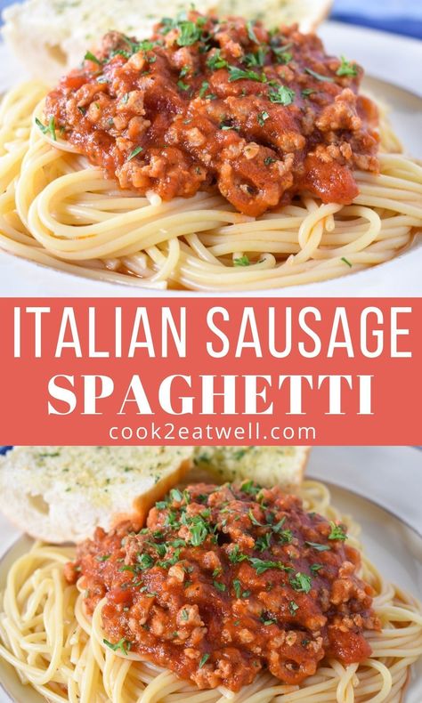 Italian Sausage Spaghetti, Sausage Pasta Sauce, Sausage Sauce, Pastas Recipes, Italian Sausage Pasta, Sausage Spaghetti, Italian Sausage Recipes, Homemade Spaghetti Sauce, Ground Italian Sausage