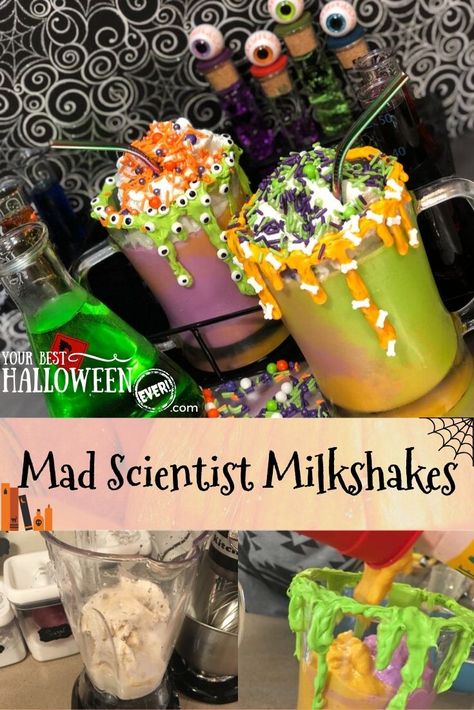 Halloween Ice Cream Sundae, Halloween Milkshakes For Kids, Fall Milkshakes, Holiday Milkshakes, Halloween Freakshake, Spackling Crafts, Fancy Milkshakes, Halloween Milkshakes, Coloring Frosting