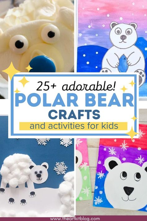 Polar Bear Crafts for Kids Easy Polar Bear Crafts For Kids, Polar Bear Crafts Preschool, Polar Bear Toddler Craft, Polar Bear Craft Kindergarten, Polar Bear Preschool Crafts, Polar Bear Activities For Kids, Polar Bear Art Preschool, Polar Bear Preschool Activities, Polar Bear Art For Kids