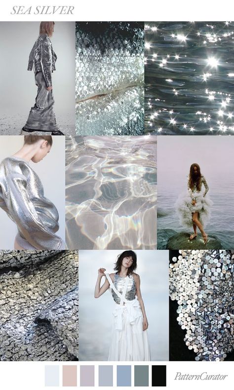 FASHION VIGNETTE: TRENDS // PATTERN CURATOR - SEA SILVER . SS 2018 Scandi Interior Design, Pattern Curator, Pinterest Trends, Mood Board Inspiration, Mood Board Fashion, Blog Design, Color Stories, Colour Schemes, Pantone Color