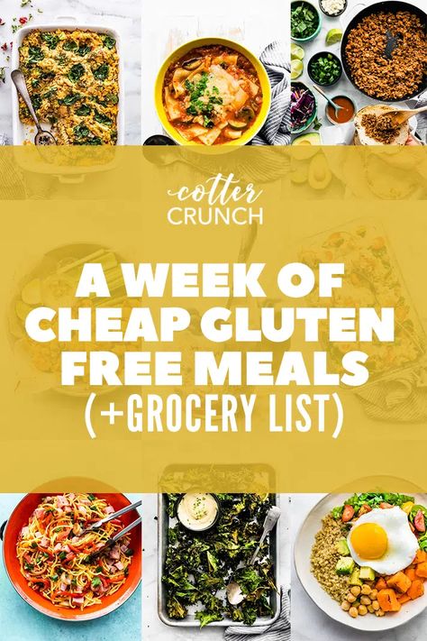 Cheap Gluten Free Meals, Cheap Gluten Free, Grocery List Diet, Aldi Gluten Free, Gluten Free Family Meals, Gluten Free Grocery List, Gluten Free Diet Plan, Gluten Free Meal Prep, Gluten Free Meals