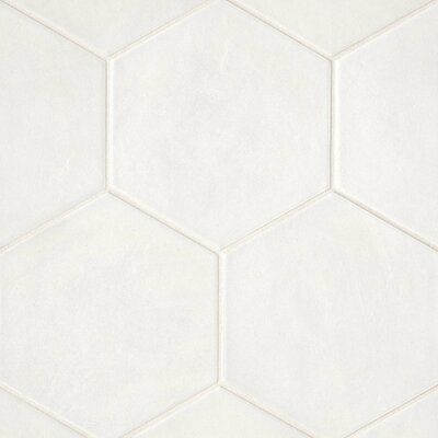 Add geometry to your floors and walls with Allora, an Italian-made matte porcelain tile. The neutral colors blend well with any room style. Create a solid-colored look, and a complete patterned design, or combine the solids and decor for your look. Color: Solid White | Bedrosians Allora 9" x 10" Porcelain Wall & Floor Tile Porcelain in White | 10 H x 8.5 W x 0.375 D in | Wayfair Hexagon Floor, Bedrosians Tile, Matte Porcelain Tile, Hexagon Tiles, Hexagon Pattern, Porcelain Flooring, Porcelain Floor Tiles, Wall And Floor Tiles, Shower Floor