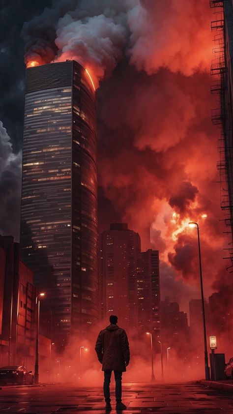 City In Flames Art, City On Fire Art, Fire Apocalypse, Chaos Background, Apocalypse City, Chaos City, Zombie Apocalypse Kit, Background References, Background Inspiration