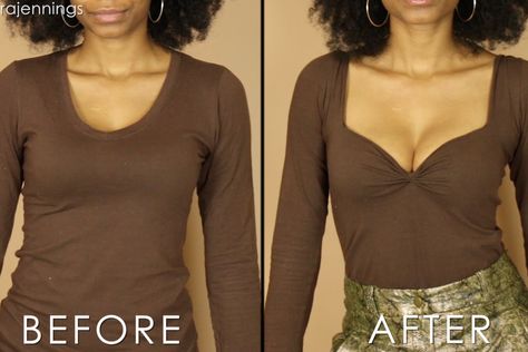 Long Sleeve Shirt Diy, Square Sweetheart Neckline, Sweetheart Neckline Top, Upcycle Clothes Diy, V Neck Shirts, Diy Tops, Upcycle Shirt, Thrift Flip, Shirt Refashion