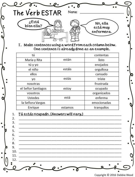 Ser And Estar Worksheet Ser And Estar, Spanish Verb Conjugation, Irregular Verb, Homeschool Spanish, Spanish Immersion, Spanish Worksheets, Spanish Verbs, Verb Worksheets, Spanish Grammar