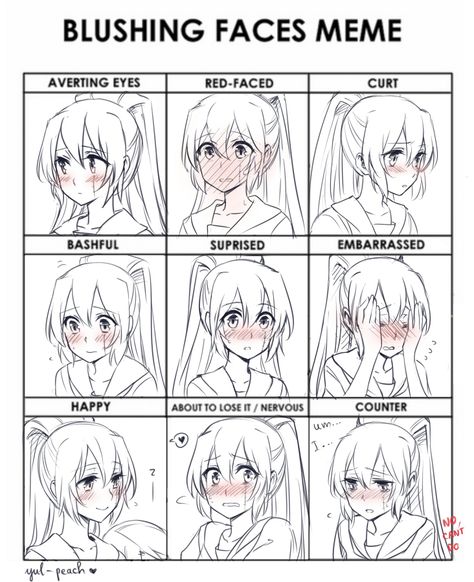 Blush blush. I know it's late but I couldn't help it. My precious baby ;q; ----- Character: Banba Mahiru from Akuma no riddle Mata Manga, Character Expressions, Blushing Face, Drawing Face Expressions, Manga Tutorial, 얼굴 드로잉, Anime Tutorial, 얼굴 그리기, Manga Drawing Tutorials