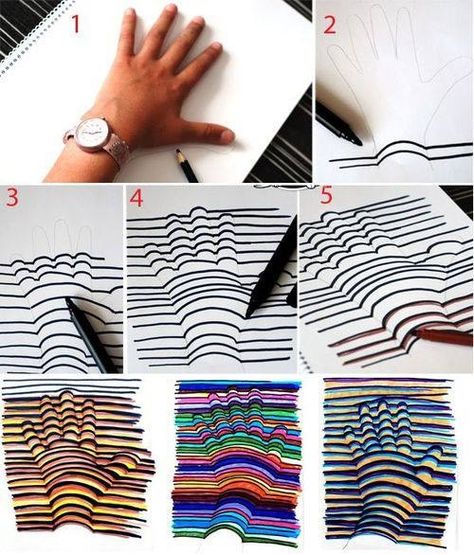 Cool hand art! Def going to be trying this 3d Hand Drawings, Trin For Trin Tegning, Diy Crafts For Teens, 3d Art Drawing, 3d Hand, 3d Drawings, Cool Ideas, Diy Tutorials, Crafts For Teens