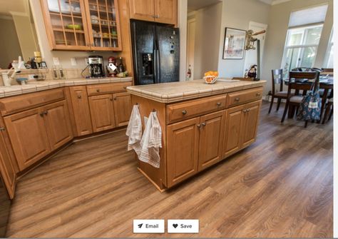 Golden Cabinets Kitchen, Flooring Ideas With Oak Cabinets, Lvp With Honey Oak Cabinets, Flooring With Golden Oak Cabinets, Golden Oak Cabinets, Golden Oak Kitchen, Flooring To Go With Honey Oak Cabinets, Lvp Flooring With Honey Oak Cabinets, Golden Oak Cabinets Update