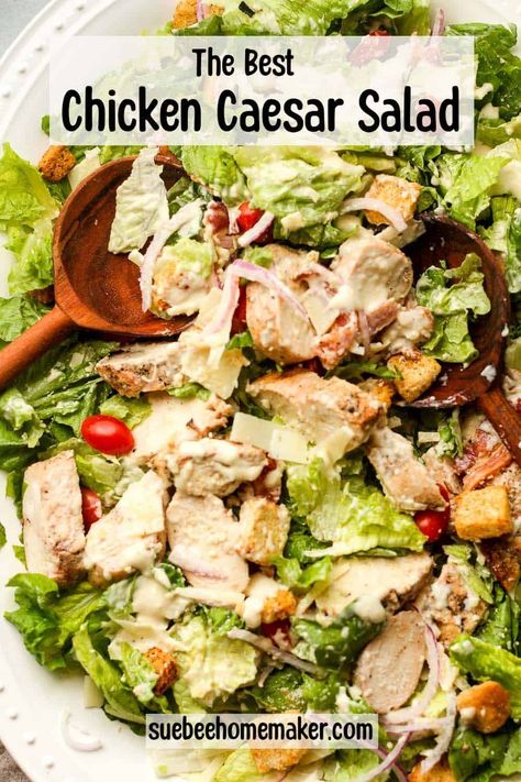 Chicken Bacon Caesar Salad combines salad greens, tender grilled chicken, crispy bacon, and the star of the show, some tangy Caesar dressing. Grilling the chicken takes this salad over the top and can be a main dish for the whole family! Green Salad With Chicken, Chicken Caesar Salad Recipe, Green Bean Salad Recipes, Chicken Blt, Grilled Chicken Tenders, Chicken Crispy, Caesar Salad Recipe, Fresh Salad Recipes, Green Bean Salads