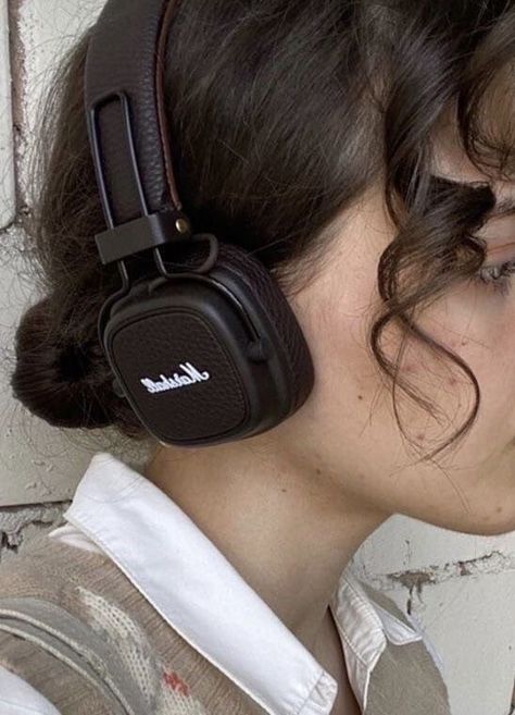 By A Thread Aesthetic Lucy Score, Marshall Major Iv, Aesthetic Headphones, Lucy Score, Marshall Headphones, Marshall Major, On Ear Earphones, Cute Headphones, Girl With Headphones