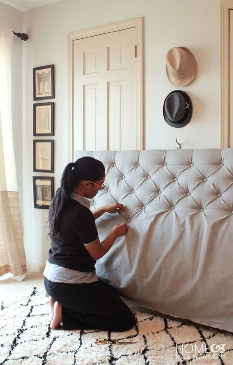 How To Make A Diamond Tufted Headboard Diy Tufted Headboard, Diamond Tufted Headboard, Tufted Headboards, Projek Menjahit, Diy Headboards, Diy Headboard, Tufted Headboard, Design Case, New Room