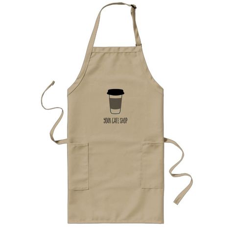 Barista Coffee Cup Illustration Custom Cafe Shop Long Apron #americano #pastel ✋. Coffee Shop Logo Ideas, Shop Logo Ideas, Barista Uniform, Coffee Cup Illustration, Cafe Uniform, Cup Illustration, Shop Name Ideas, Modern Coffee Shop, Cafe Apron