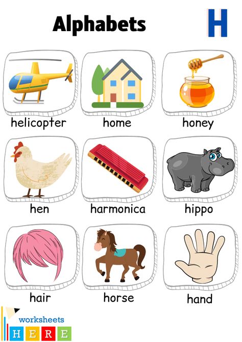 Letter H Words, Letter A Words, Alphabet H, H Alphabet, Words List, Alphabet Words, H Words, Preschool Class, Kids English