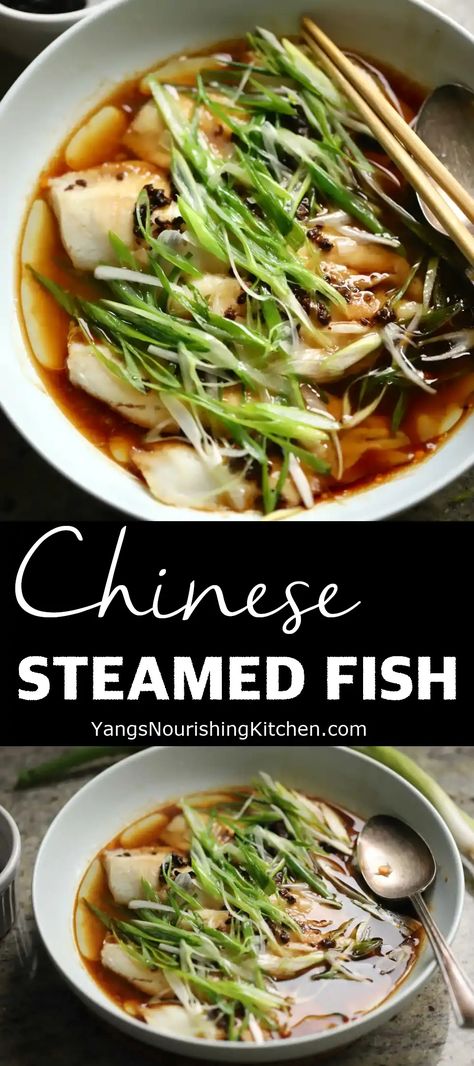 Steamed Sea Bass Chinese, Steam Seabass Recipe, Asian Steamed Fish, Steamed White Fish, Steamed Fish With Ginger And Scallions, Steamed Tilapia Recipes, Fish Chinese Recipe, Steamed Meals Recipes, Steam Fish Recipe Chinese