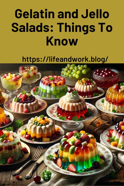 Gelatin and Jello Salad Recipes Homemade Jello With Gelatin, Jello Salad Recipes, Mold Recipes, Homemade Jello, Cranberry Jello Salad, Jello With Fruit, Jello Mold Recipes, Gelatin Salad, Cranberry Jello