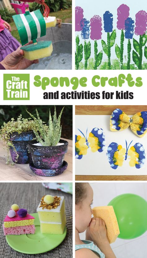 10 sponge crafts and activities for kids – make DIY toys, Stem projects, gift ideas and artworks all from SPONGES. So easy and fun! #sponges #kidscrafts #kidsactivities #creativefun #thecrafttrain #diytoys #kidsart #spongeprinting #stemcrafts #thecrafttrain Sponge Crafts Diy, Sponge Crafts, Crafts And Activities For Kids, Toys Art, Stem Crafts, Painting Activities, Crafts Room, Easy Arts And Crafts, Crafts For Seniors