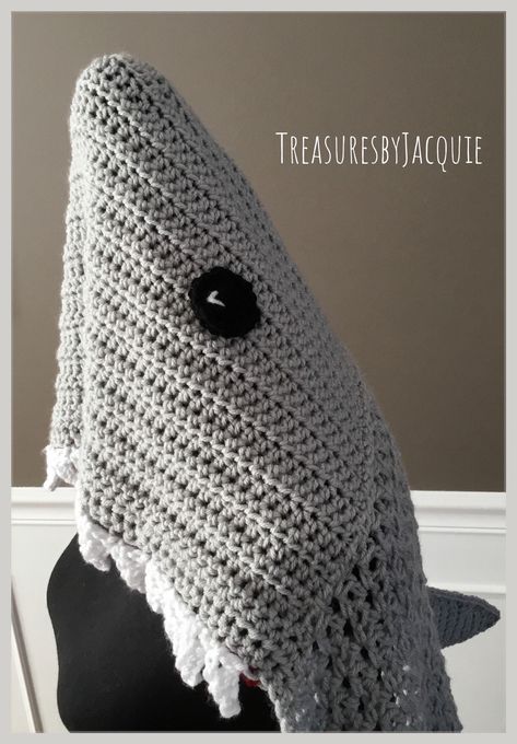 Shark Blanket Crochet, Shark Blankets, Crochet Skull Patterns, Crochet Shark, Crochet Skull, I Love This Yarn, Hooded Blanket, Animal Pillows, Imaginative Play