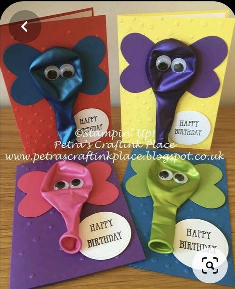 Elephant Balloon, Happy Birthday Cards Printable, Homemade Birthday, Birthday Card Craft, Simple Birthday Cards, Homemade Birthday Cards, Easy Birthday, Balloon Birthday, Googly Eyes