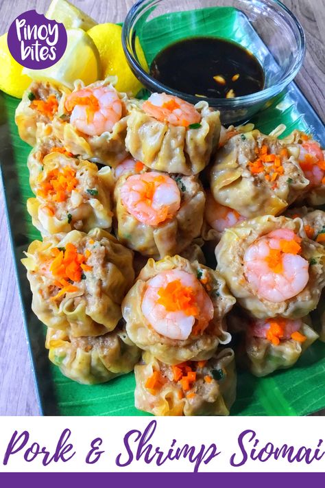 Siomai is a type of Chinese dumpling that’s very popular in the Philippines. It’s juicy with the delicious combination of pork and shrimp that will make you salivate. Try our recipe and let us know how it goes. Leave us a comment here on Pinterest! #siomai #filipinofood #shumai #filipinochinesefood #dumpling #pinoybites Siomai Recipe, Pork And Shrimp, Filipino Recipes, Dim Sum, Special Recipes, Satisfying Food, Curry Recipes, Shrimp Recipes, Get Excited