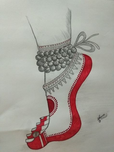 Ghungroo Drawing, Kathak Drawing, Bharatanatyam Drawing, Theyyam Drawing, Bharatnatyam Drawing, Navratri Drawing Ideas, Pencil Drawing Images, Dancing Drawings, Boho Art Drawings