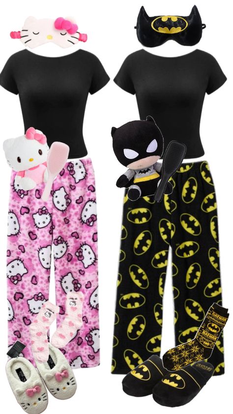 Pjs Hello Kitty, Batman Pjs, Dr Pajamas, Batman Pajamas, Matching Pjs, Pajama Outfits, Match 3, Cute Pajamas, Lazy Day Outfits